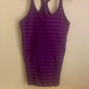 #lululemon lulu lemon two toned burgundy racer back tank w built in sports bra.